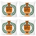 thumbnail image 1 of Ambesonne Retro Throw Pillow Cover 4 Pack, Greek Vase Laurel, 24", Hunter Green Orange, 1 of 6
