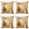 thumbnail image 1 of Ambesonne Retro Throw Pillow Cover 4 Pack, Hellenic Heritage, 16", Pale Brown Cinnamon, 1 of 7