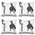 thumbnail image 1 of Ambesonne Retro Throw Pillow Cover 4 Pack, Hero and Dragon Myth, 20", Grey Charcoal Grey White, 1 of 7