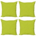 thumbnail image 1 of Ambesonne Retro Throw Pillow Cover 4 Pack, Lime Vintage Polka Dots, 16", Lime Green and White, 1 of 2