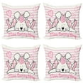 thumbnail image 1 of Ambesonne Retro Throw Pillow Cover 4 Pack, Miss Bunny Hoop Love, 16", Pale Pink White, 1 of 6