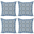 thumbnail image 1 of Ambesonne Retro Throw Pillow Cover 4 Pack, Moroccan Mosaic, 16", Grey Blue, 1 of 5