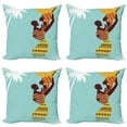 thumbnail image 1 of Ambesonne Retro Throw Pillow Cover 4 Pack, Mother, 16", Turquoise Marigold, 1 of 7