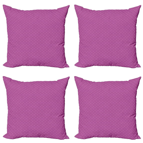Ambesonne Retro Throw Pillow Cover 4 Pack, Nostalgic Spots Polka, 20", Mauve Violet
