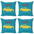 thumbnail image 1 of Ambesonne Retro Throw Pillow Cover 4 Pack, Old Cab Grunge Typography, 20", Petrol Blue and Yellow, 1 of 5
