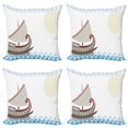 thumbnail image 1 of Ambesonne Retro Throw Pillow Cover 4 Pack, Ornate Greek Ship, 20", Pale Blue Redwood Umber, 1 of 6