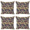 thumbnail image 1 of Ambesonne Retro Throw Pillow Cover 4 Pack, Pastel Circles Squares, 18", Multicolor, 1 of 6