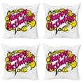 thumbnail image 1 of Ambesonne Retro Throw Pillow Cover 4 Pack, Pop Art Greeting Dots, 16", Multicolor, 1 of 7