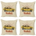 thumbnail image 1 of Ambesonne Retro Throw Pillow Cover 4 Pack, Pop Art Taxi Cab Vintage, 16", Beige Yellow Ruby, 1 of 6