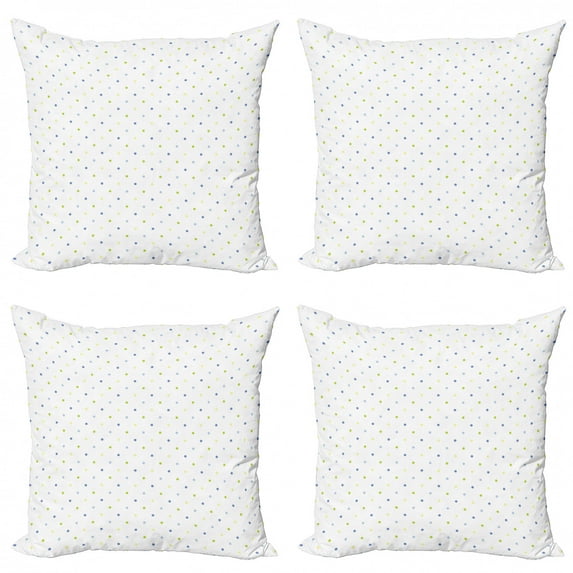 Ambesonne Retro Throw Pillow Cover 4 Pack, Small Pastel Polka Dots, 20", Multicolor