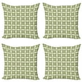 thumbnail image 1 of Ambesonne Retro Throw Pillow Cover 4 Pack, Square Tiles Tangled Lines, 18", Olive Green and Eggshell, 1 of 2