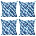 thumbnail image 1 of Ambesonne Retro Throw Pillow Cover 4 Pack, Vintage Mosaics Squares, 18", Pale Blue Dark Blue, 1 of 5