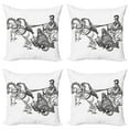 thumbnail image 1 of Ambesonne Retro Throw Pillow Cover 4 Pack, Warrior in a Chariot, 18", Black White, 1 of 7