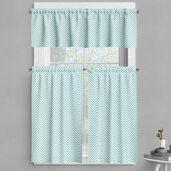 Ambesonne Retro Valance & Curtain, Big Dots Circles Shabby, 55"x36", Pale Blue White