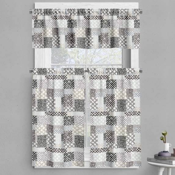 Ambesonne Retro Valance & Curtain, Patchwork Style, 55"x45", Multicolor
