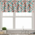 thumbnail image 1 of Ambesonne Retro Valance Pack of 2, Abstract Mosaic Floral, 42"X18", Grey Turquoise Red, 1 of 5