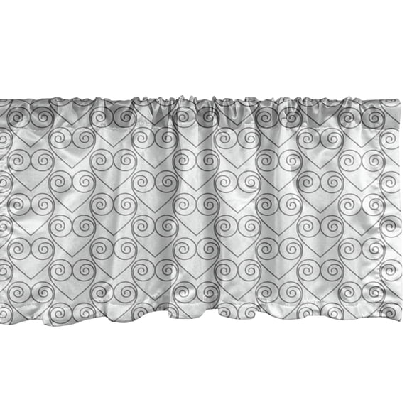 Ambesonne Retro Valance Pack of 2, Romantic Heart Shaped Swirls, 54"X12", Coconut Grey
