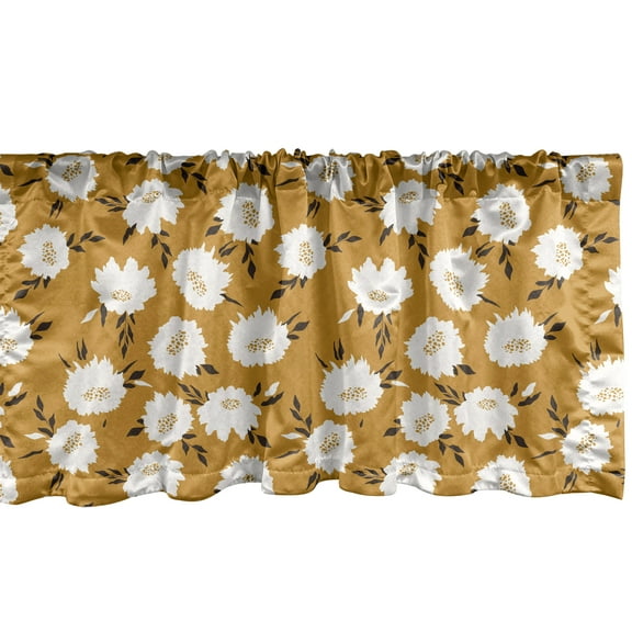Ambesonne Retro Valance Pack of 2, Spring Garden Roses Art Print, 42"X12", Dark Yellow White