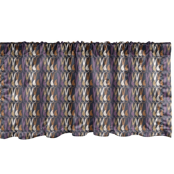 Ambesonne Retro Valance Pack of 2, Vintage 60s Style Pastel Leaf, 54"X12", Dark Blue Grey