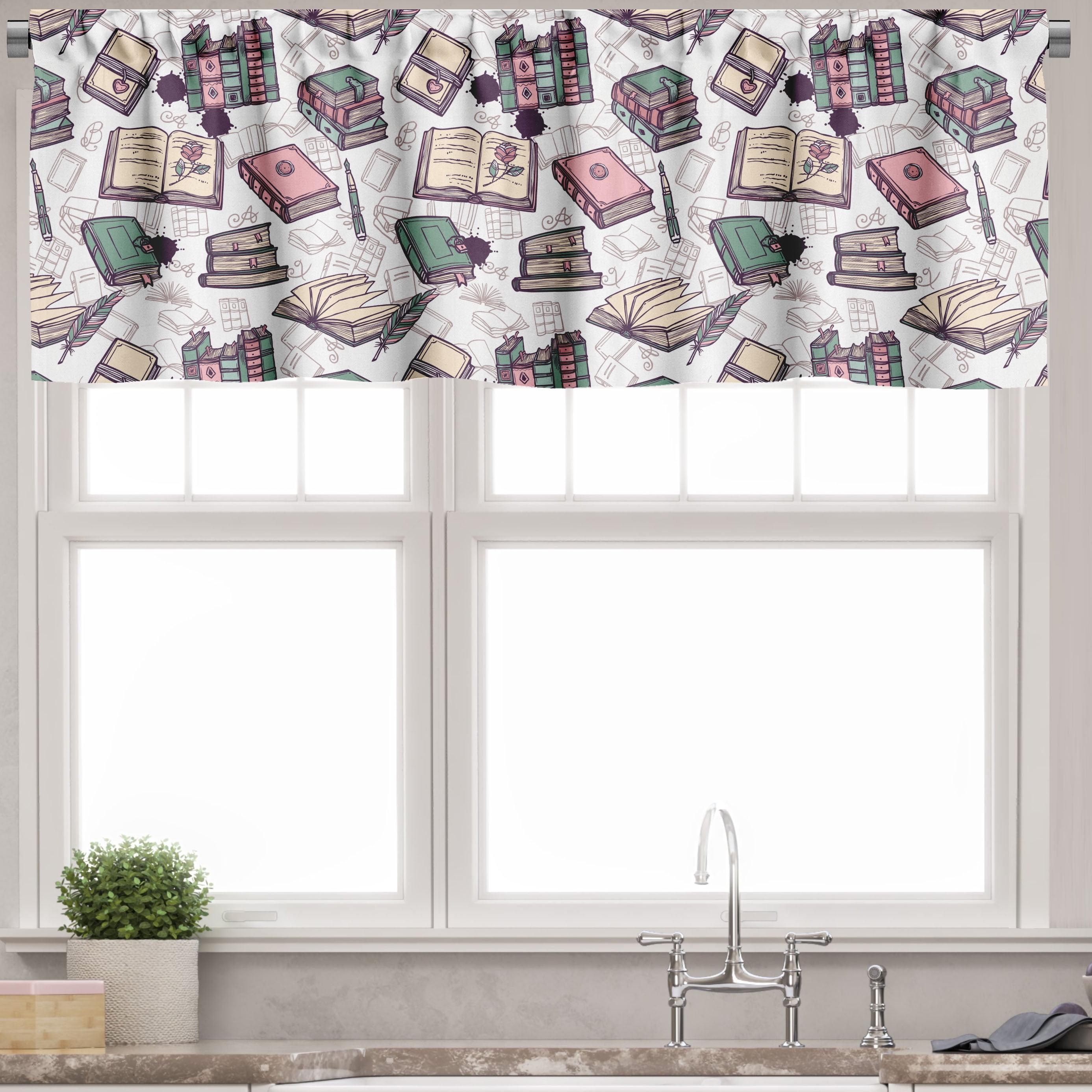 Vintage Pearl and Multicolor Satin Rod Pocket Valance Set
