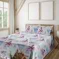 thumbnail image 1 of Ambesonne Retro Wave Fitted & Flat Sheet with Sham 3 Pcs Set, 90s Palm Tree Polka Dots, Twin, Seafoam Pale Pink, 1 of 5