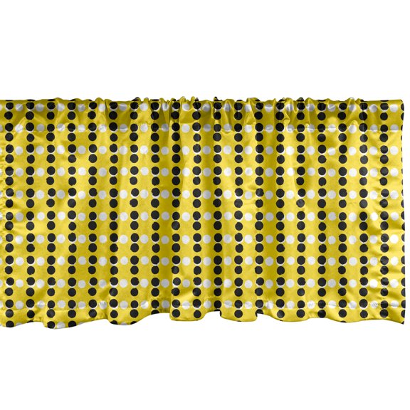 Ambesonne Retro Window Valance, Abstract Polka Dotted Pattern, 54" X 12", Mustard and Charcoal Grey