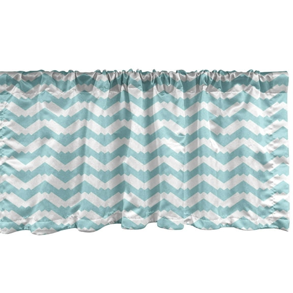 Ambesonne Retro Window Valance, Chevron Snowy Mountaintop, 54" X 12", Pale Blue White