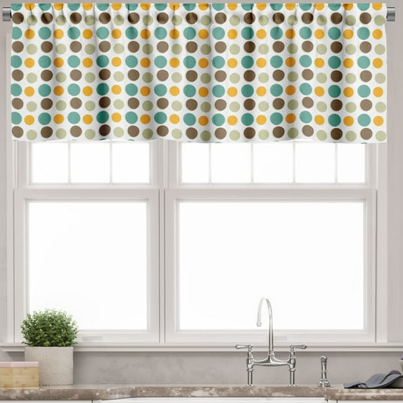 Ambesonne Retro Window Valance, Colorful Abstract Dots, 54" X 18", Multicolor