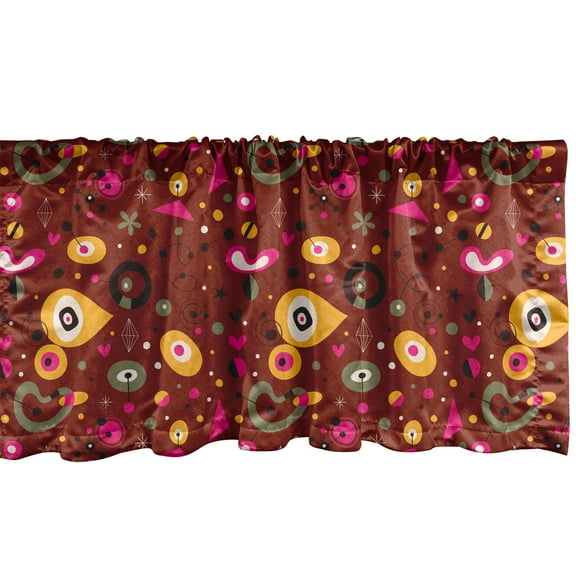 Ambesonne Retro Window Valance, Colorful Fifties Shapes, 54" X 12", Multicolor