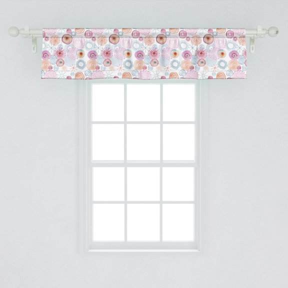 Ambesonne Retro Window Valance, Dahlia Flower Petals, 54" X 12", Multicolor