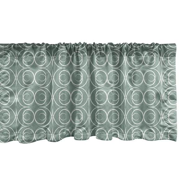 Ambesonne Retro Window Valance, Delicate Floral, 54" X 18", Pale Sage Green White