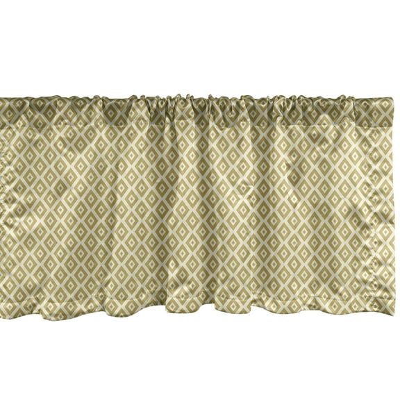 Ambesonne Retro Window Valance, Diamond Line Pattern, 54" X 12", Yellow and Cream