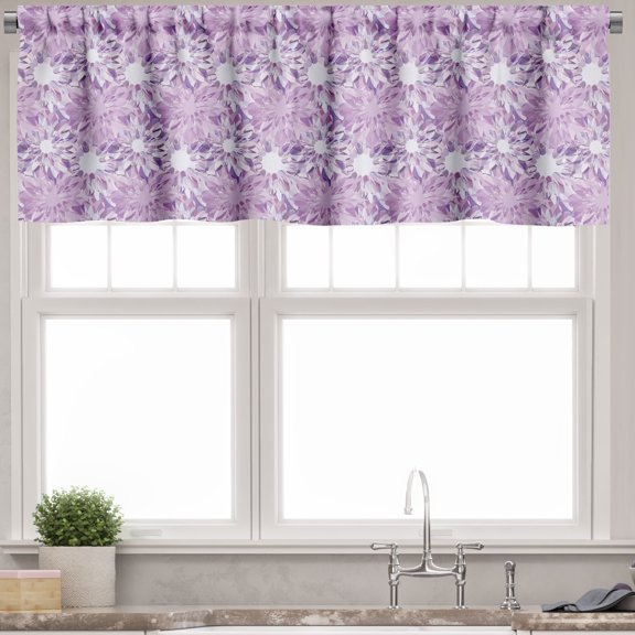Ambesonne Retro Window Valance, Digital Floral Design, 54" X 12", Lilac and Lavender