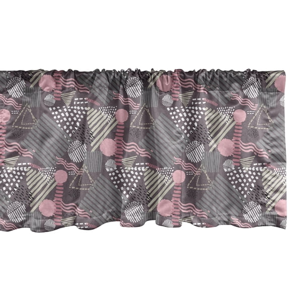 Ambesonne Retro Window Valance, Hand-Drawn Abstract Dots Line, 42" x 12", Pale Rose Warm Taupe