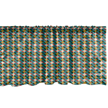 Ambesonne Retro Window Valance, Illustration of Abstract Wavy Line Pattern Curvy Shapes Colorful Graphic, Curtain Valance for Kitchen Bedroom Decor with Rod Pocket, 54" X 18", Multicolor