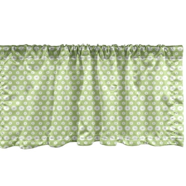 Ambesonne Retro Window Valance, Inner Circles with Dots, 54" X 18", Pale Green and White