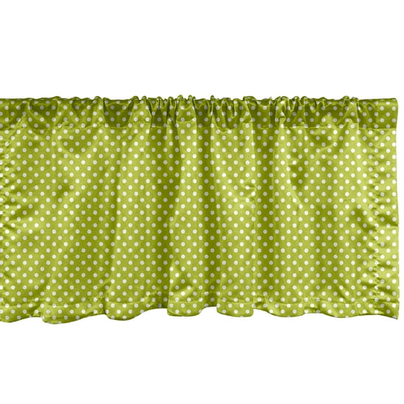 Ambesonne Retro Window Valance, Lime Vintage Polka Dots, 42" x 12", Lime Green and White