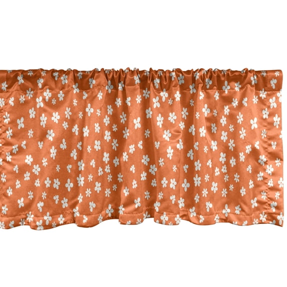 Ambesonne Retro Window Valance, Minimalist Abstract Flowers, 42" x 12", Pale Vermilion White