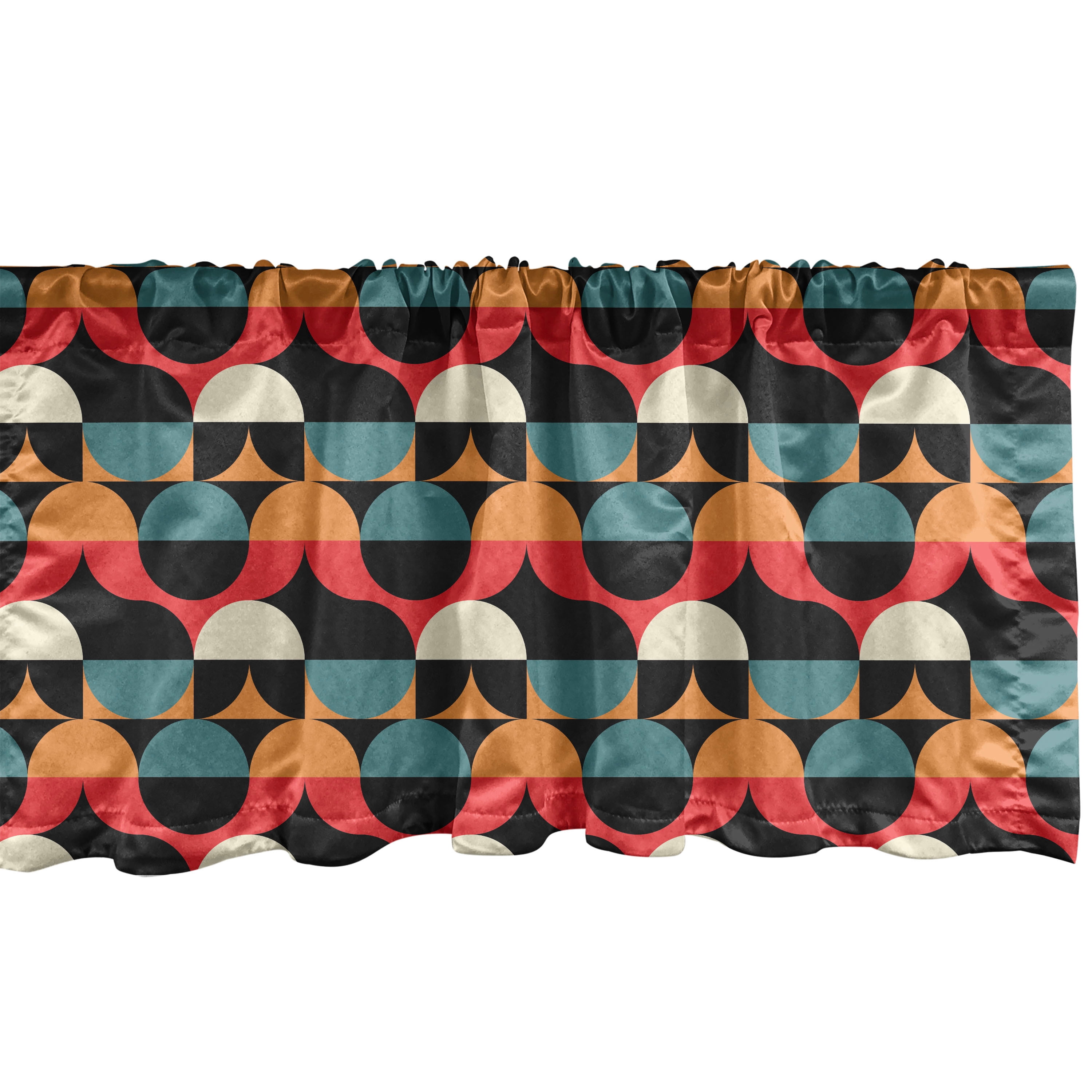 Multicolor Valance Ambesonne Retro Window Valance, Optical Illusion Art Circles, 42