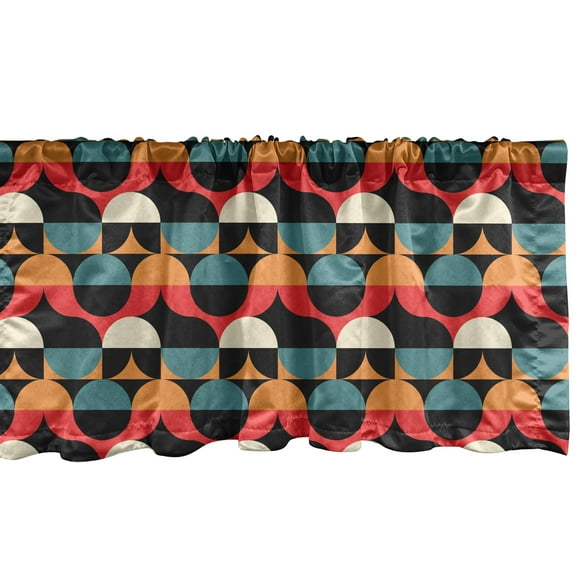 Ambesonne Retro Window Valance, Optical Illusion Art Circles, 42" x 12", Multicolor