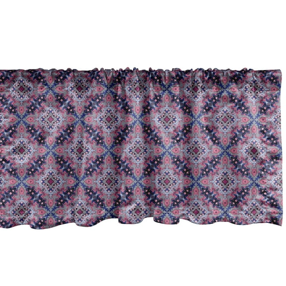 Ambesonne Retro Window Valance, Ornate Rhombuses and Dots, 54" X 18", Multicolor