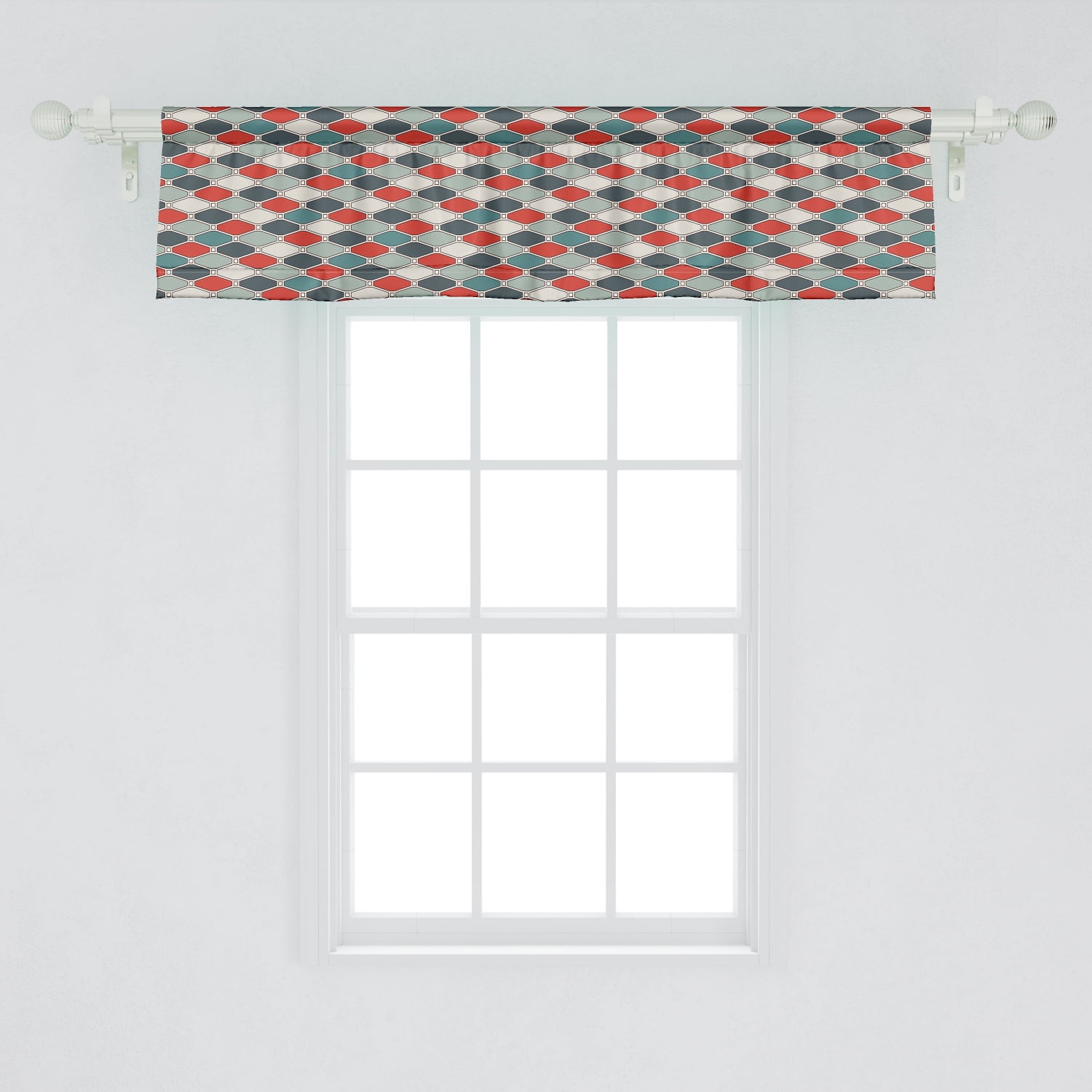 Ambesonne Retro Window Valance, Pattern of Mosaic with Geometric Design ...