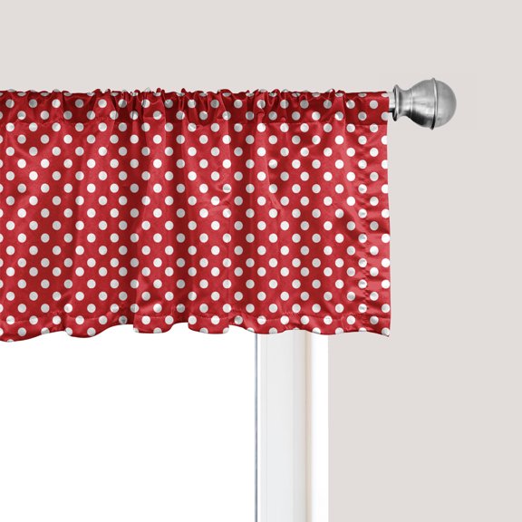 Ambesonne Retro Window Valance, Polka Dots Circular Forms, 42" x 12", Vermilion