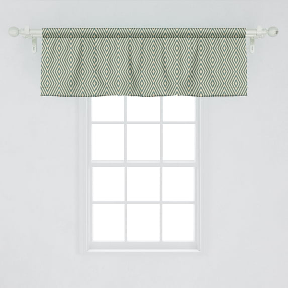 Ambesonne Retro Window Valance, Print of Intertwined Rhombuses Pattern from Stripes Geometric Artwork, Curtain Valance for Kitchen Bedroom Decor with Rod Pocket, 54" X 18", Pale Peach and Dark Blue
