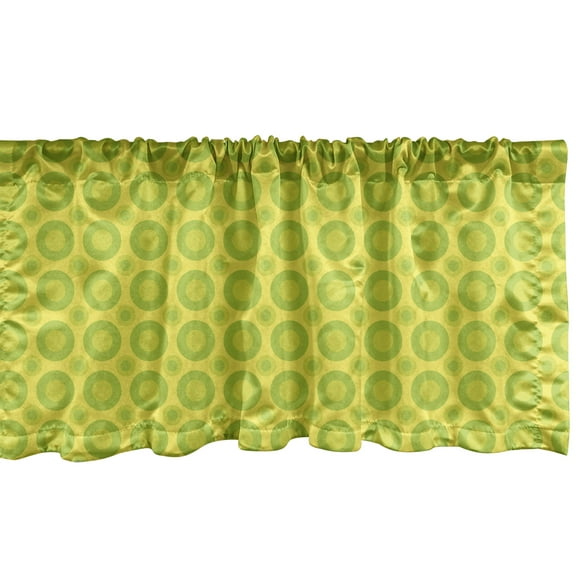 Ambesonne Retro Window Valance, Rhythmic Circle, 54" X 18", Yellow Green