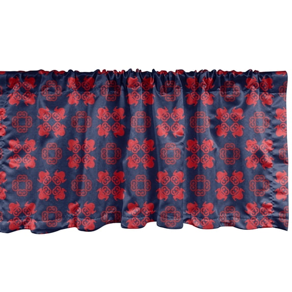 Ambesonne Retro Window Valance, Rococo Baroque Influences, 42" x 18", Indigo and Vermilion