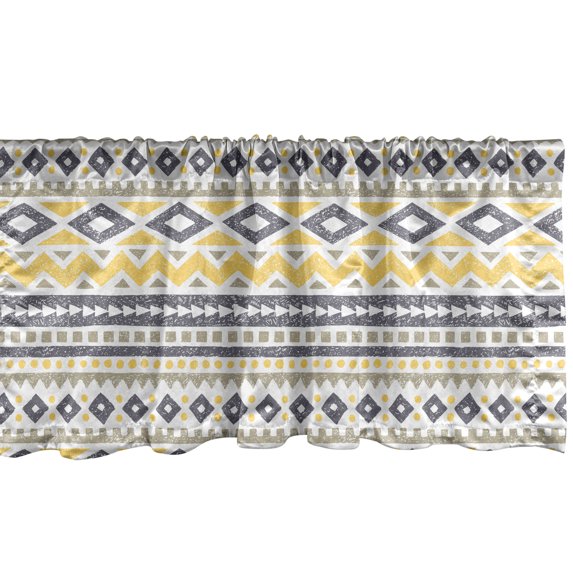 Ambesonne Retro Window Valance, Tribal Geometrical Pattern, 54" X 18", Multicolor