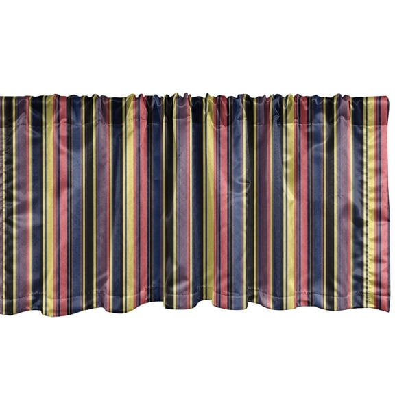 Ambesonne Retro Window Valance, Vintage Geometric Stipes, 54" X 12", Multicolor