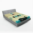 thumbnail image 1 of Ambesonne Reveal Party Fitted Sheet, Whale Ahoy Message, Full Size, Dark Blue Khaki Teal, 1 of 2