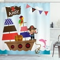 thumbnail image 1 of Ambesonne Reveal Party Shower Curtain, Pirate Ship Ocean Ahoy, 69"Wx84"L, Multicolor, 1 of 3